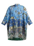 Matchesfashion.com F.r.s - For Restless Sleepers - Noto Floral Print Silk Tunic Dress - Womens - Blue Multi