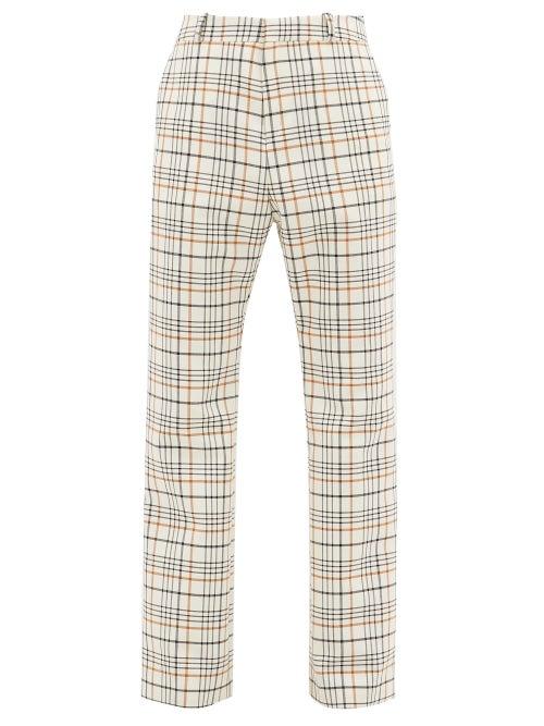 Matchesfashion.com Paco Rabanne - Checked Straight-leg Wool Trousers - Mens - White