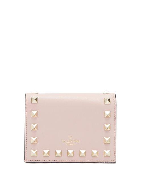 Matchesfashion.com Valentino - Rockstud Leather Wallet - Womens - Light Pink