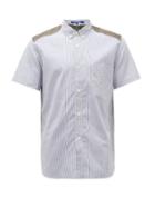 Matchesfashion.com Junya Watanabe - Patchworked-back Striped-cotton Shirt - Mens - Blue Multi