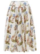 Matchesfashion.com Batsheva - Holly Hobbie Print Cotton Midi Skirt - Womens - White Multi