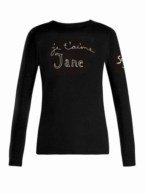 Matchesfashion.com Bella Freud - Je T'aime Jane Merino Wool Sweater - Womens - Black