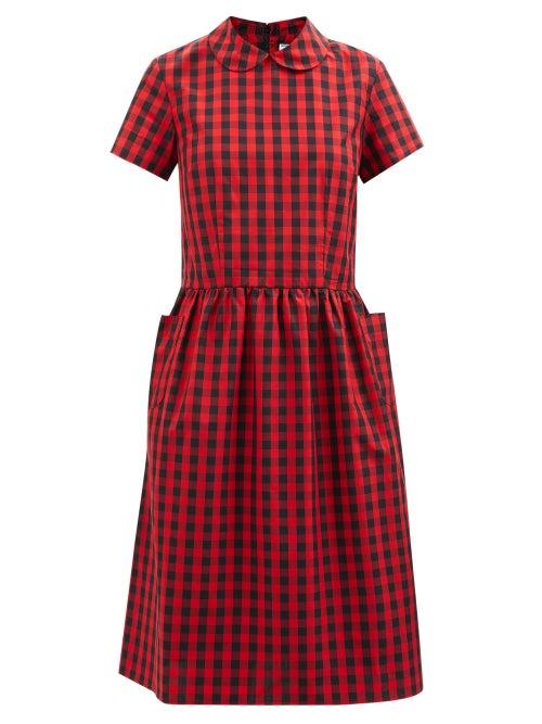 Shrimps - Matilda Peter Pan-collar Gingham Cotton Dress - Womens - Red Multi