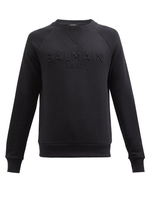 Balmain - Embossed-logo Cotton-jersey Sweatshirt - Mens - Black