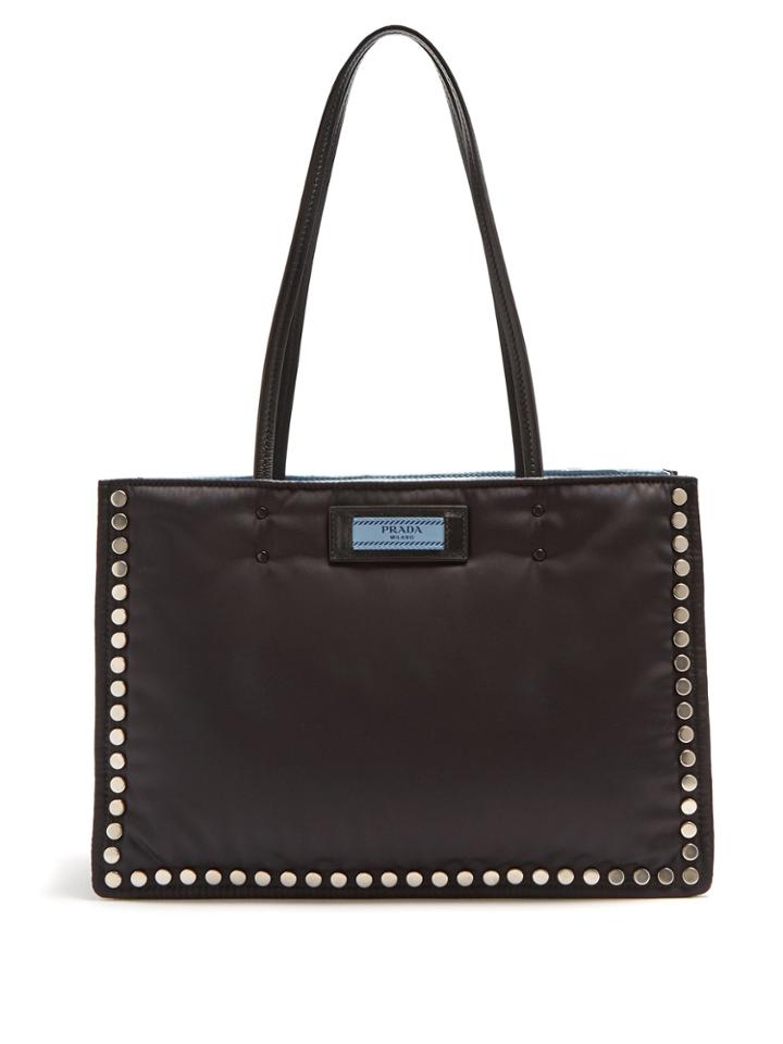 Prada Stud-embellished Nylon Tote Bag