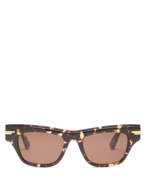 Bottega Veneta - Cat-eye Tortoiseshell-acetate Sunglasses - Womens - Brown