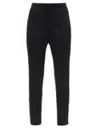 Ladies Rtw Pleats Please Issey Miyake - Technical-pleated Jersey Slim-leg Trousers - Womens - Black