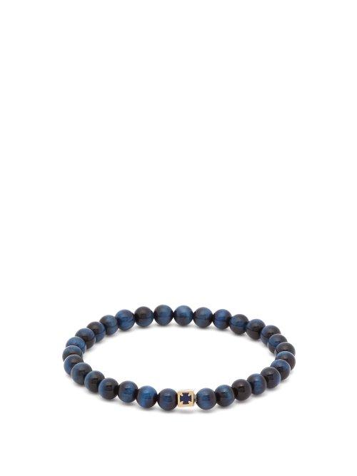 Matchesfashion.com Luis Morais - Cube Charm Beaded Bracelet - Mens - Blue Multi