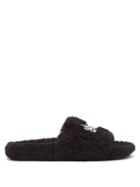 Balenciaga - Logo Faux-shearling Slides - Mens - Black