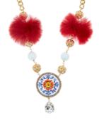 Dolce & Gabbana Majolica Fur And Crystal-embellished Necklace