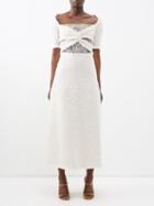 Giambattista Valli - Lace-insert Boucl Midi Dress - Womens - White