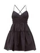 Matchesfashion.com Three Graces London - Mia Ruched Cotton-poplin Mini Dress - Womens - Black