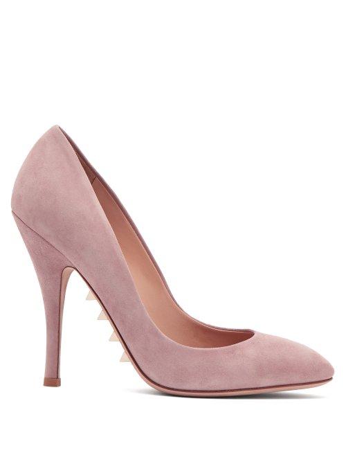 Matchesfashion.com Valentino - Killer Studs Suede Pumps - Womens - Light Pink