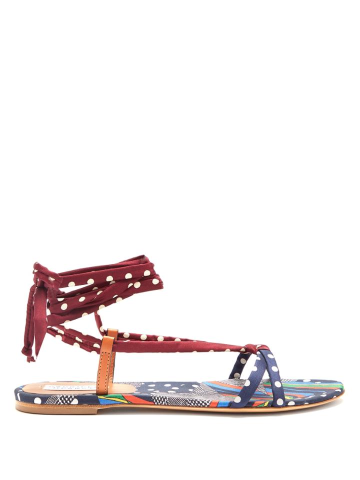 Gabriela Hearst Reeves Graphic-print Wraparound Sandals