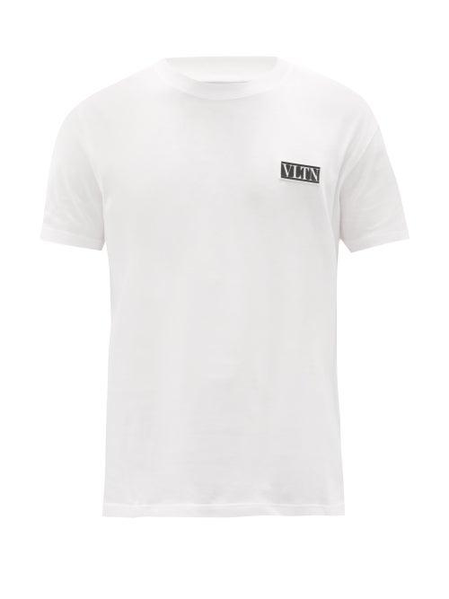 Matchesfashion.com Valentino - Vltn Logo-patch Cotton-jersey T-shirt - Mens - White
