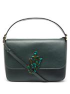 Jw Anderson - Anchor-logo Leather Shoulder Bag - Womens - Dark Green