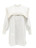 Ladies Beachwear Les Vacances D'irina - Puritan Square-collar Linen Mini Dress - Womens - White