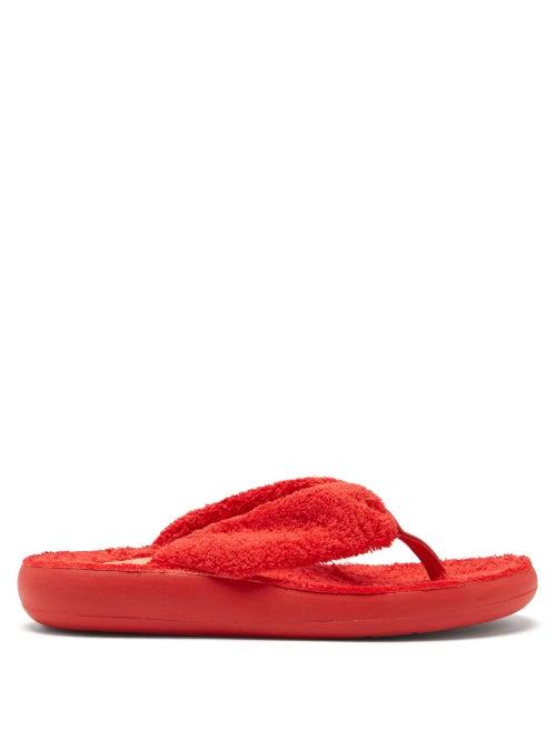 Ladies Shoes Ancient Greek Sandals - Charisma Terry Flip Flops - Womens - Red