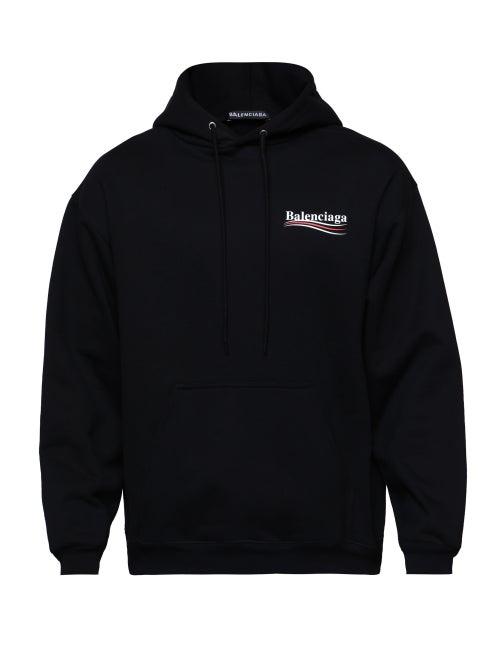 Balenciaga - Logo-print Cotton-jersey Hooded Sweatshirt - Mens - Black