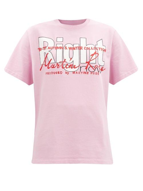 Matchesfashion.com Martine Rose - Warehouse Logo-print Cotton-jersey T-shirt - Womens - Pink