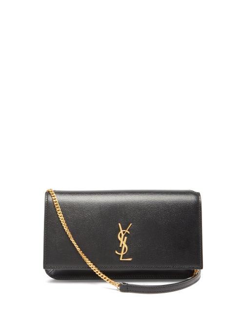Saint Laurent - Mini Ysl-plaque Leather Cross-body Bag - Womens - Black