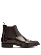 Prada Perforated-detail Leather Chelsea Boots