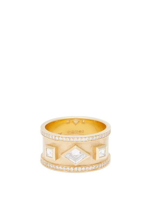 Matchesfashion.com Azlee - Lozenge Diamond & 18kt Gold Ring - Womens - Gold
