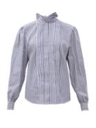 Matchesfashion.com Msgm - Pinstriped Cotton-poplin Blouse - Womens - Blue White