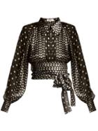Matchesfashion.com Diane Von Furstenberg - Polka Dot Silk Blend Chiffon Blouse - Womens - Black Silver