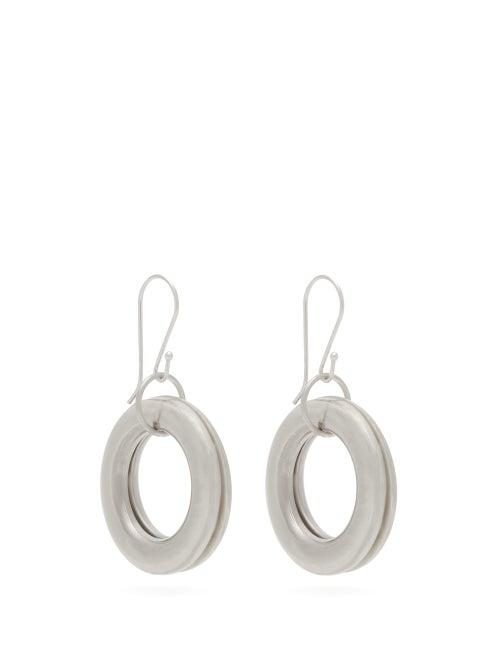 Matchesfashion.com Jil Sander - Sterling Silver Double Hoop Earrings - Womens - Silver