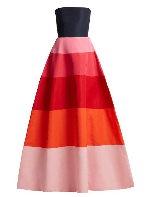 Matchesfashion.com Carolina Herrera - Faille Strapless Gown - Womens - Navy Multi