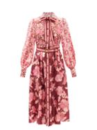 Zimmermann - Concert Spliced Floral-print Silk Midi Dress - Womens - Pink Print