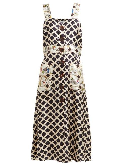 Matchesfashion.com La Prestic Ouiston - Bani De Soleil Silk Twill Dress - Womens - Black White