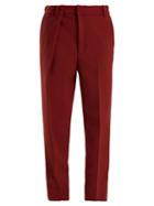 Matchesfashion.com Martine Rose - Asymmetric Mid Rise Straight Leg Trousers - Womens - Burgundy