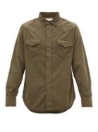 Matchesfashion.com Saint Laurent - Western Cotton Corduroy Shirt - Mens - Khaki