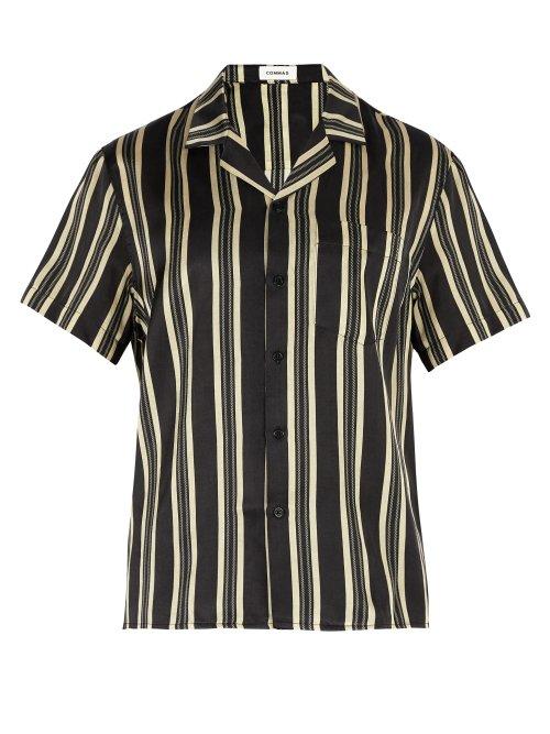 Matchesfashion.com Commas - Striped Camp Collar Shirt - Mens - Black Multi