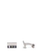 Matchesfashion.com Paul Smith - Striped Mother Of Pearl Cufflinks - Mens - Silver Multi