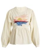 Bliss And Mischief Sunset-embroidered Long-sleeved Cotton Blouse
