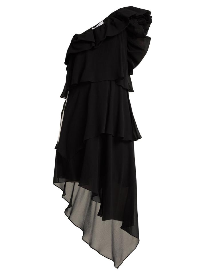 Givenchy Ruffled One-shoulder Silk-georgette Dress