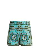 Matchesfashion.com Le Sirenuse, Positano - Aretusa Print Cotton Shorts - Womens - Green Print
