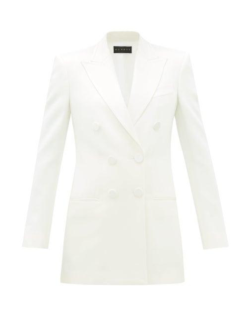 Matchesfashion.com Dundas - Double-breasted Peak-lapel Satin Suit Jacket - Womens - Ivory