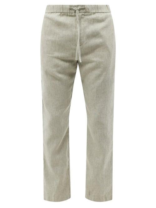 Frescobol Carioca - Linen-blend Canvas Slim-leg Trousers - Mens - Green