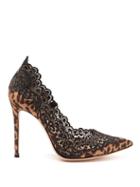 Matchesfashion.com Gianvito Rossi - Leopard Print Satin And Lace 105 Pumps - Womens - Leopard