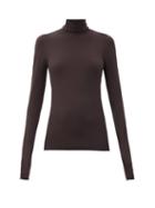 Matchesfashion.com Bottega Veneta - Roll-neck Jersey Sweater - Womens - Dark Brown