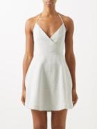 Casa Raki - Ofelia Organic-cotton Seersucker Mini Dress - Womens - Blue Multi