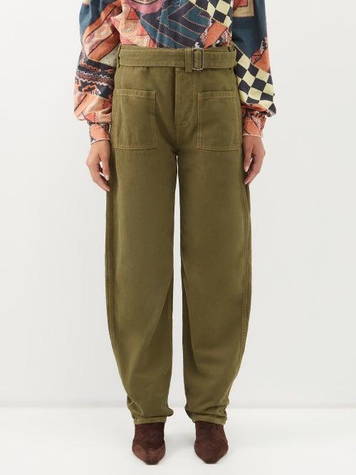 Etro - Angelika Cotton-canvas Wide-leg Trousers - Womens - Khaki