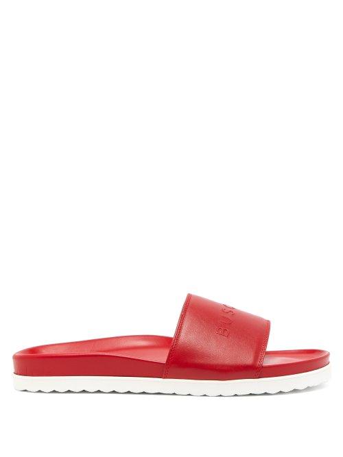 Matchesfashion.com Buscemi - Sport Leather Slides - Mens - Red
