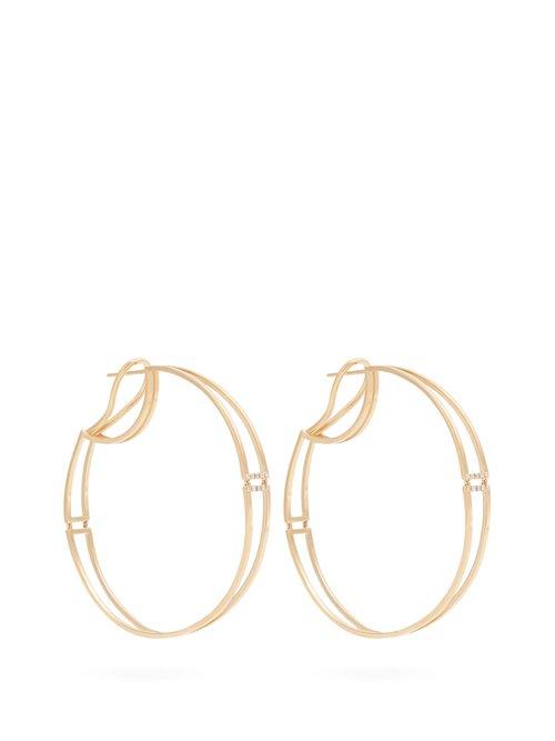 Matchesfashion.com Susan Foster - Diamond & Yellow Gold Hoop Earrings - Womens - Gold