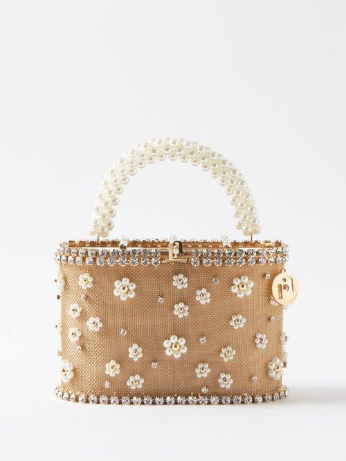 Rosantica - Holli Mughetto Crystal And Faux-pearl Handbag - Womens - Gold