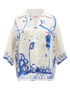 Ladies Rtw Charles Jeffrey Loverboy - Awol-print Twill Bowling Shirt - Womens - White Multi
